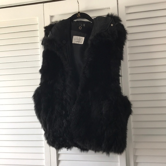 Marc by Andrew Marc Fur Leather Bomber Vest Size Medium - Picture 4 of 5